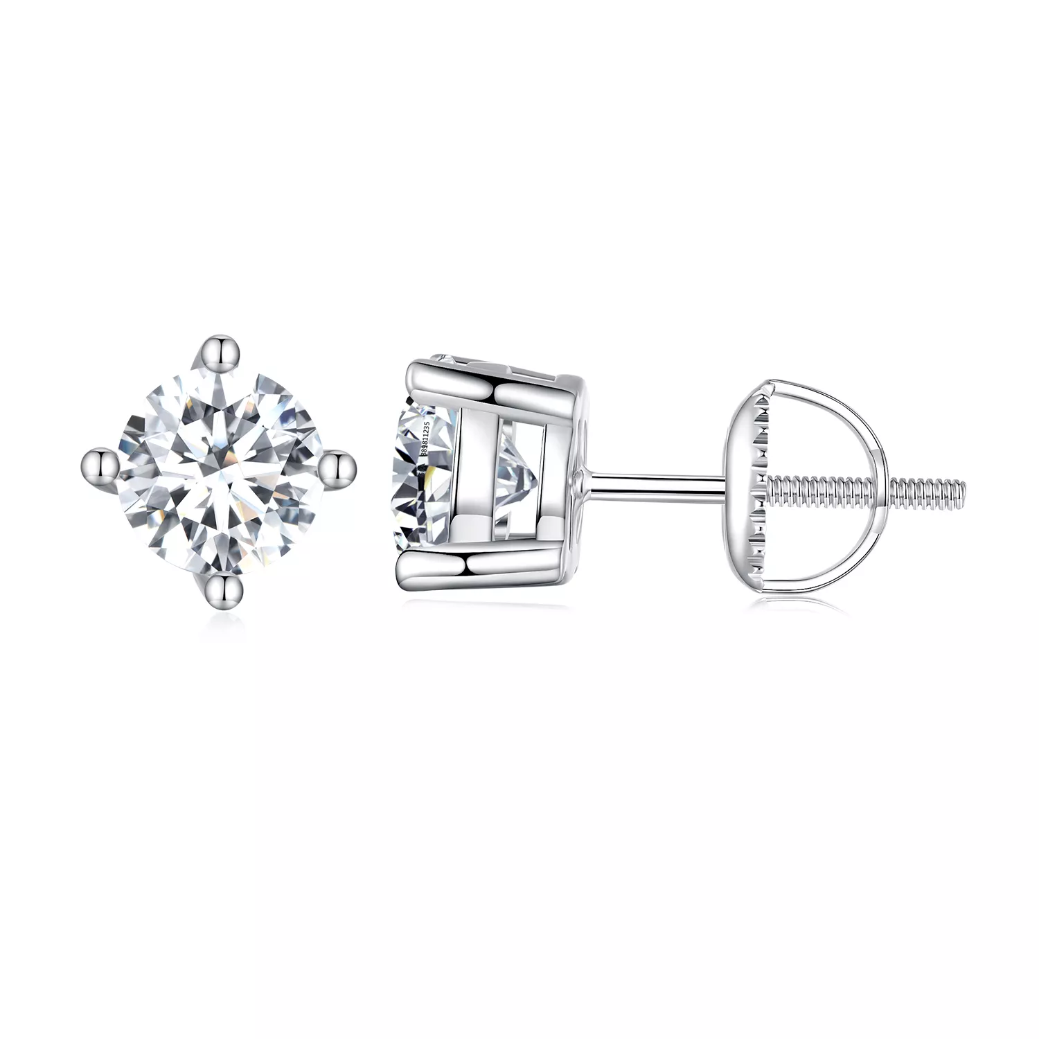 pandora tarzında bir karat dört pençeli moissanite küpe mse003 l