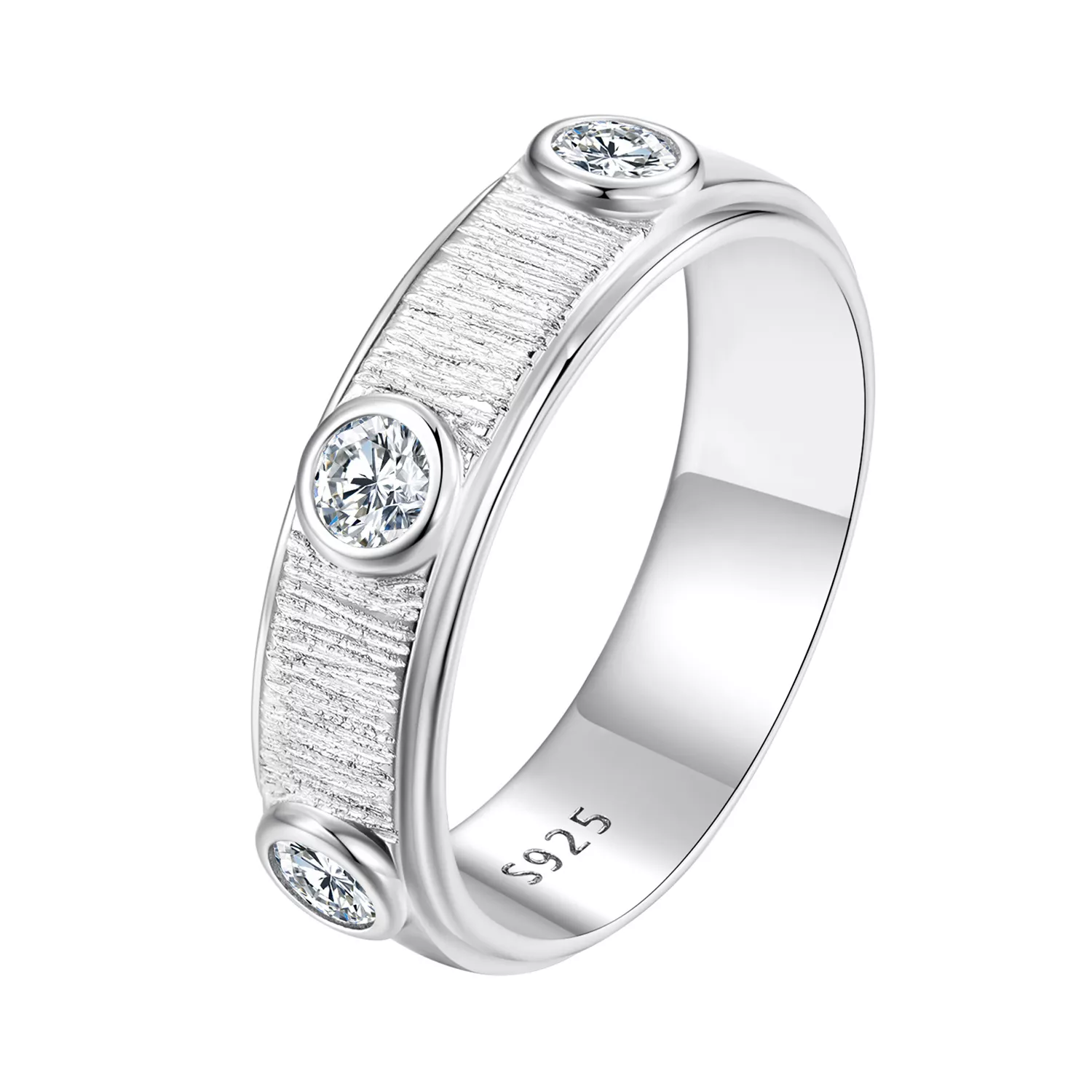 pandora tarzında zarif moissanite erkek yüzük msr032