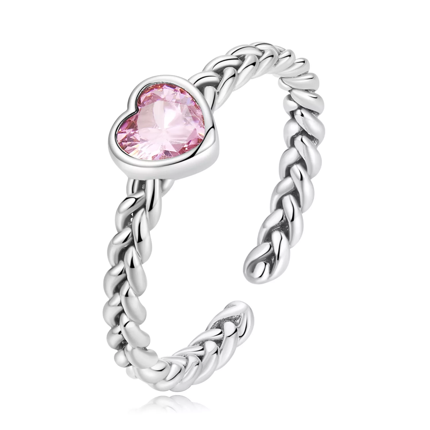 pandora stili pembe kalp yüzük scr865