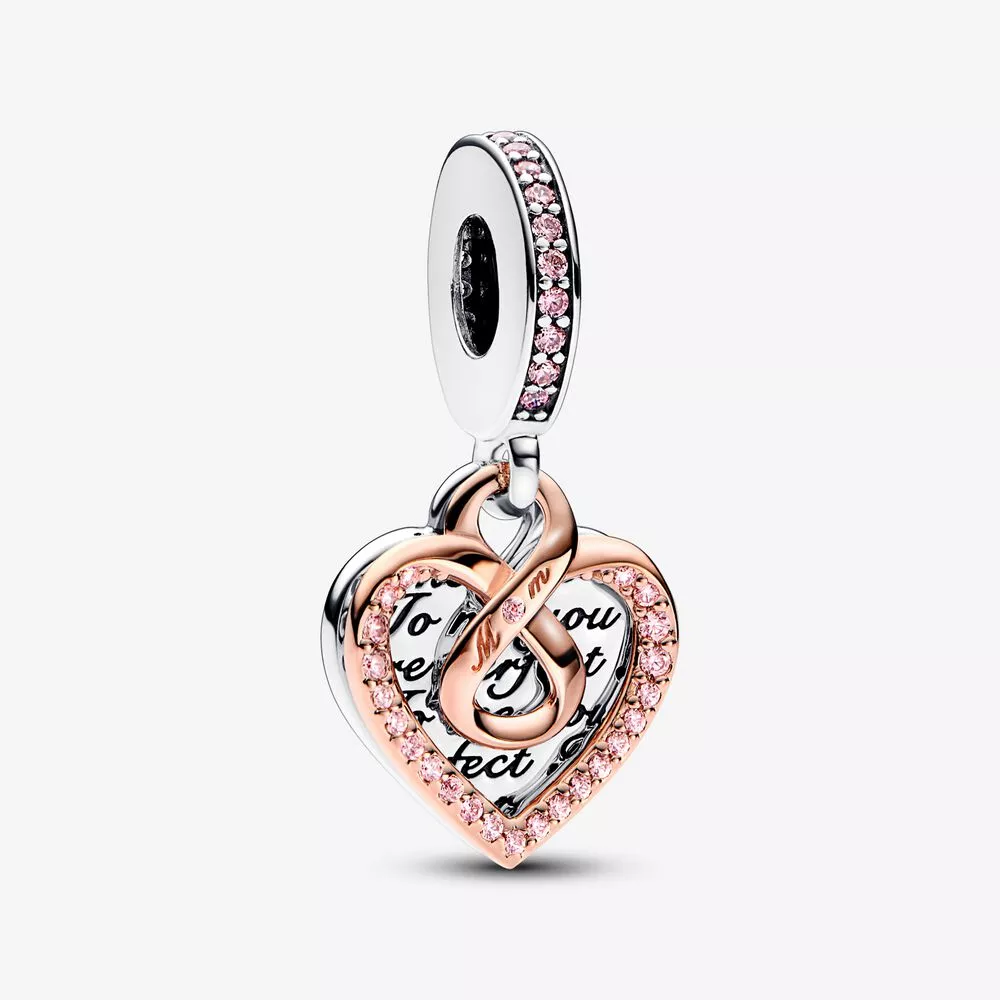 pandora i̇ki renk sonsuzluk kalp çift dangle charm 782641c01