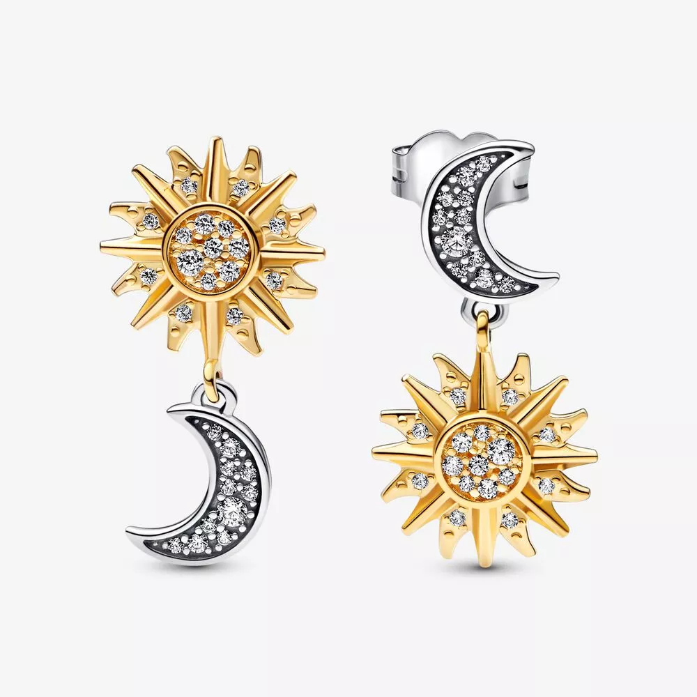 pandora i̇ki tonlu ters çevrilebilir güneş ve ay küpe 262442c01