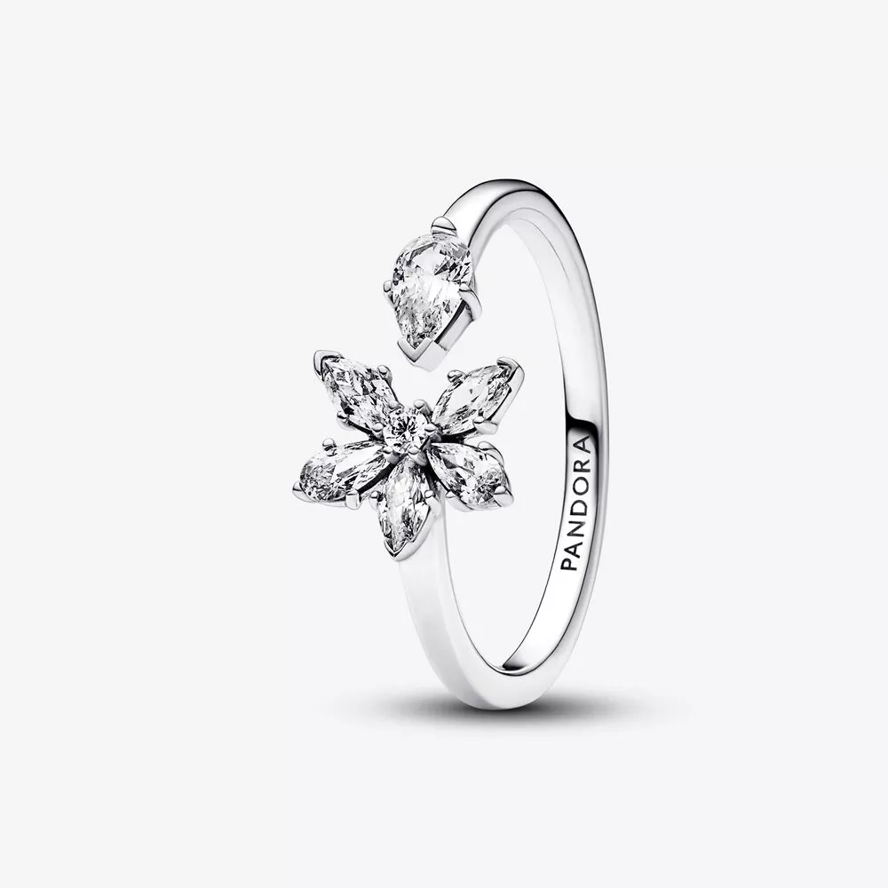 pandora parıldayan bitki çiçeği küme açık yüzük 192611c01