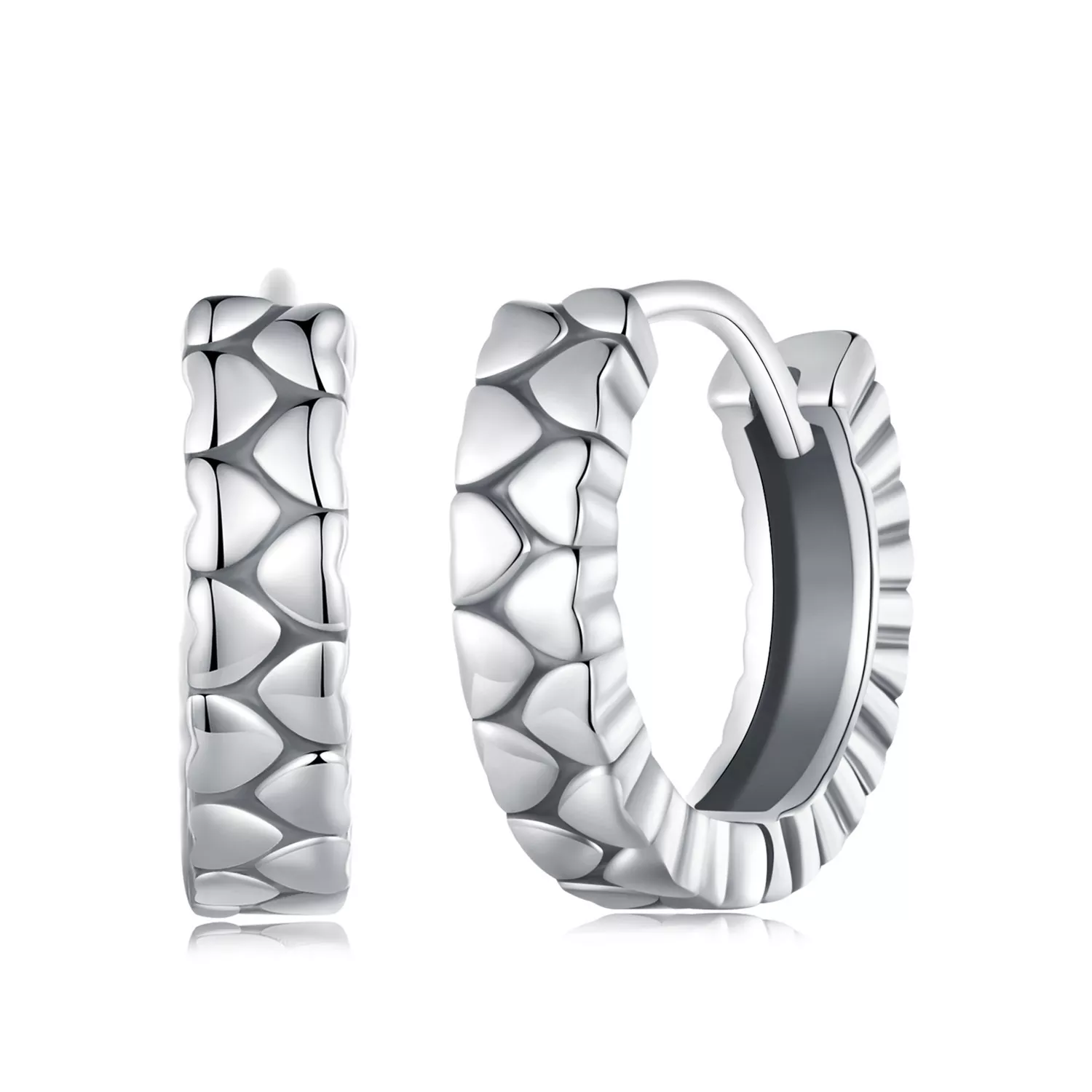 pandora stil kalp şekilli hoop küpe sce1653