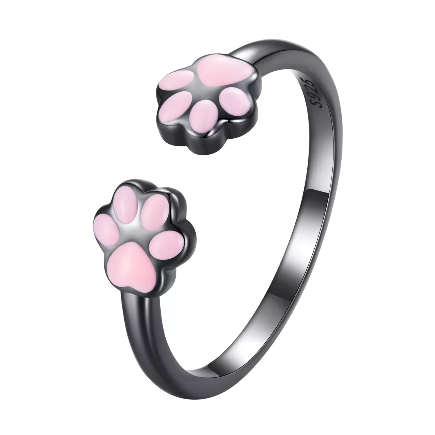 pandora stil siyah kedi pençesi açık yüzük scr913