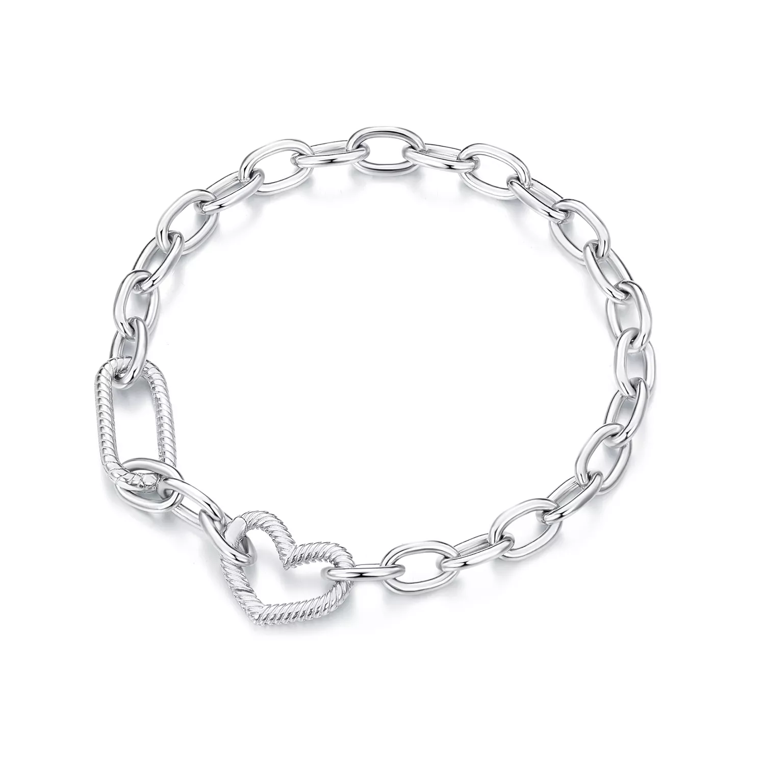 pandora stili kalp zincir bileklik scb258