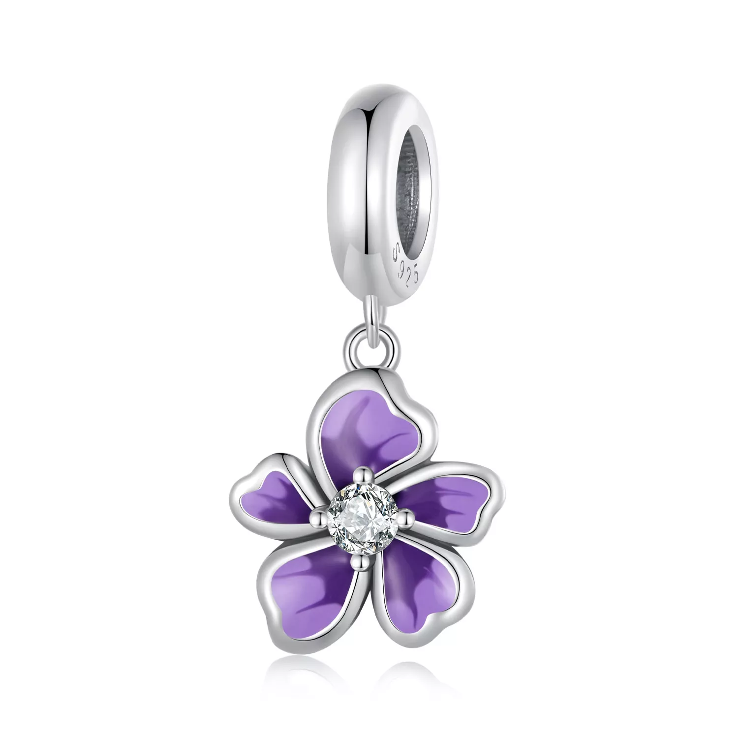 pandora stili mor çiçek sallantılı küpe scc2556