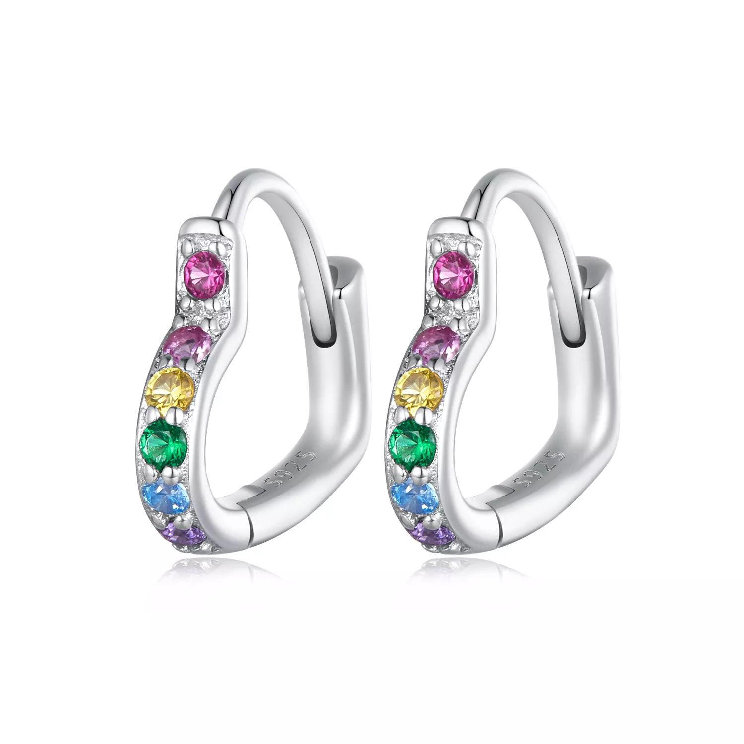 pandora stili yıldızlı kalp halka küpe sce1626 cf
