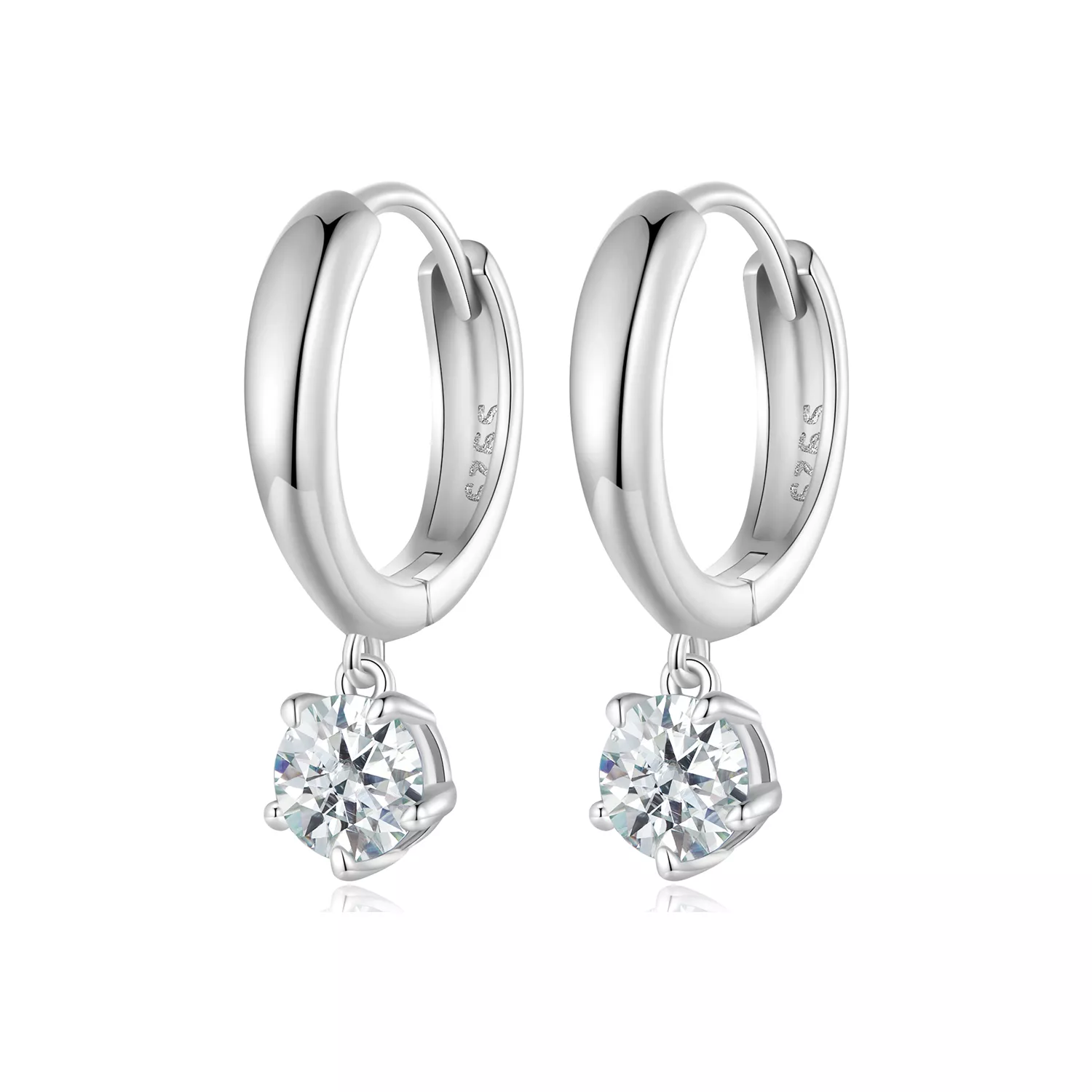 pandora stilinde 0.5 karat moissanite halka küpeler i̇ki sertifika mse040
