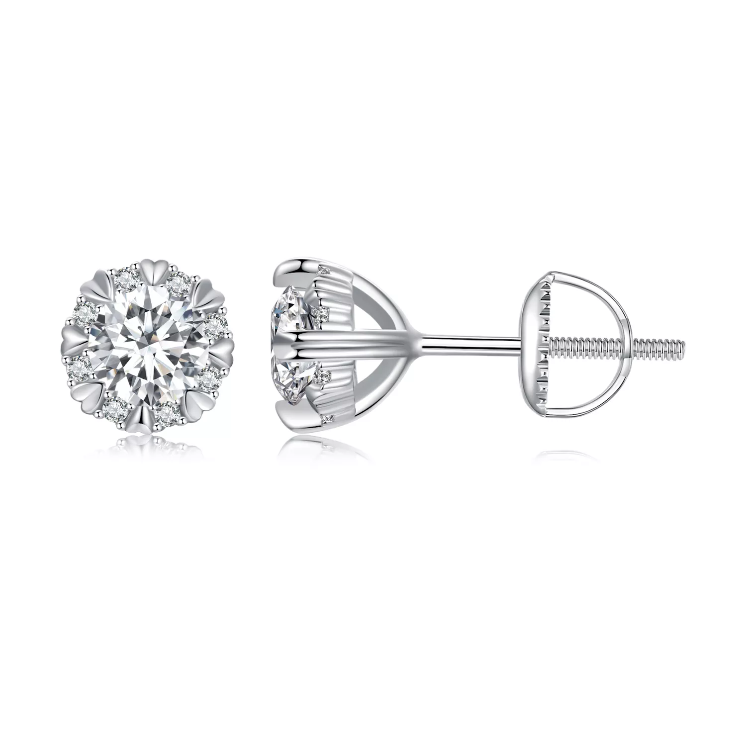 pandora stilinde zarif moissanite küpe i̇ki sertifika mse017