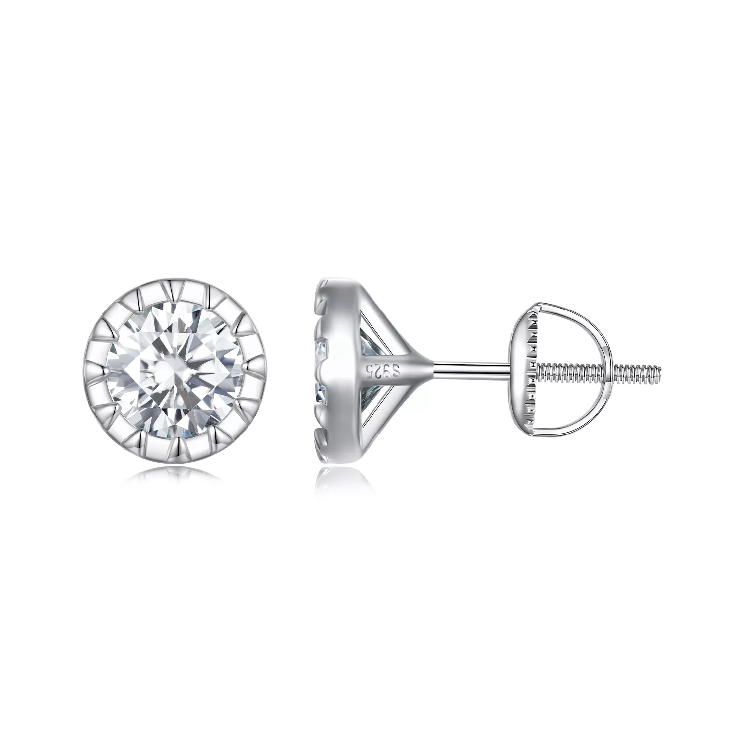 pandora tarzı 1 karat moissanite küpe mse027