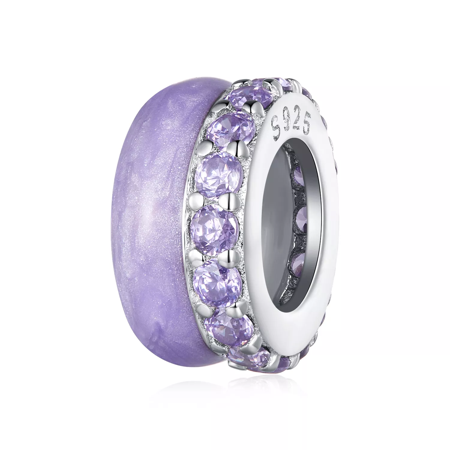 pandora tarzı mor çift katmanlı silikon spacer bsc883 vt