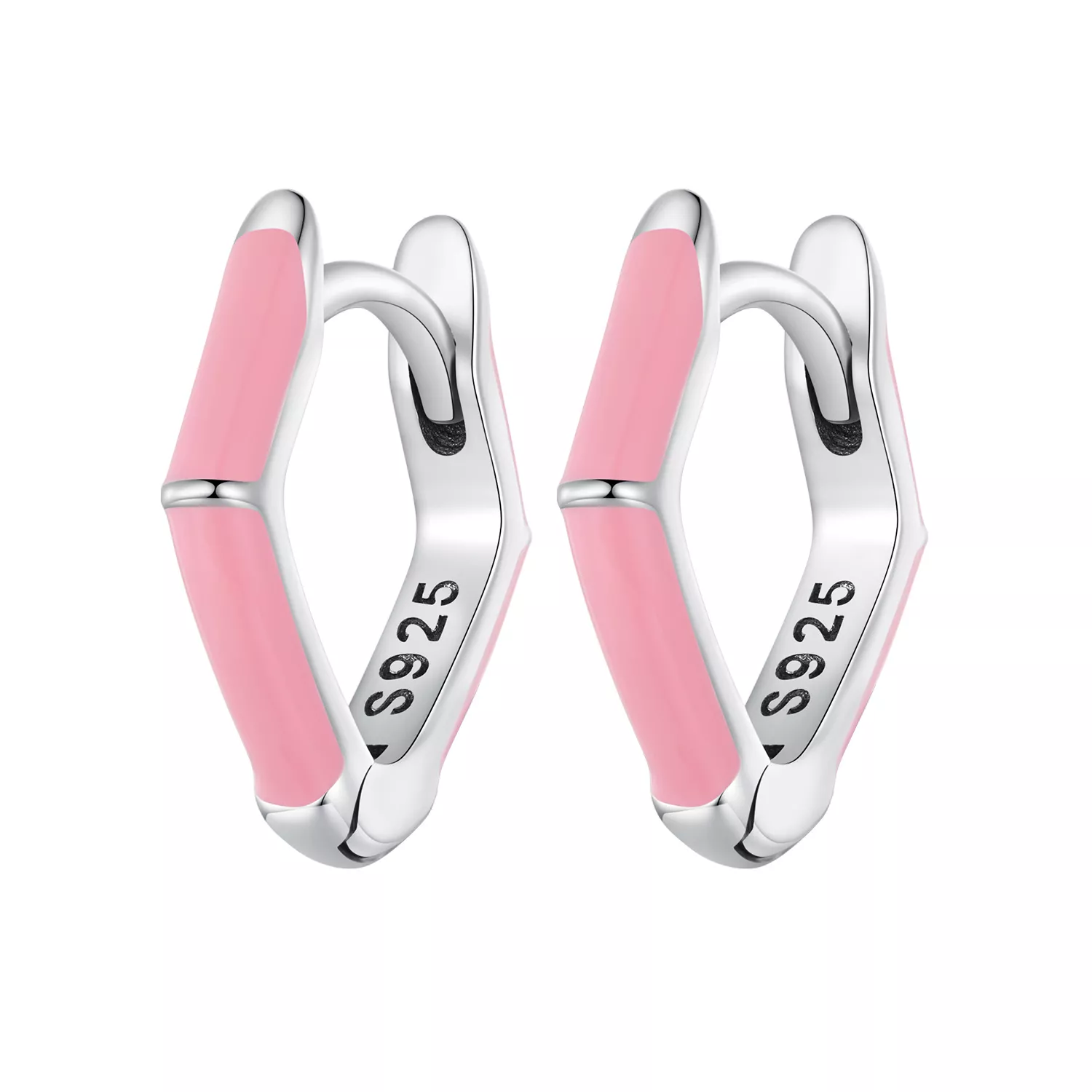 pandora tarzı pembe elmas küpe halkası sce1569 pk