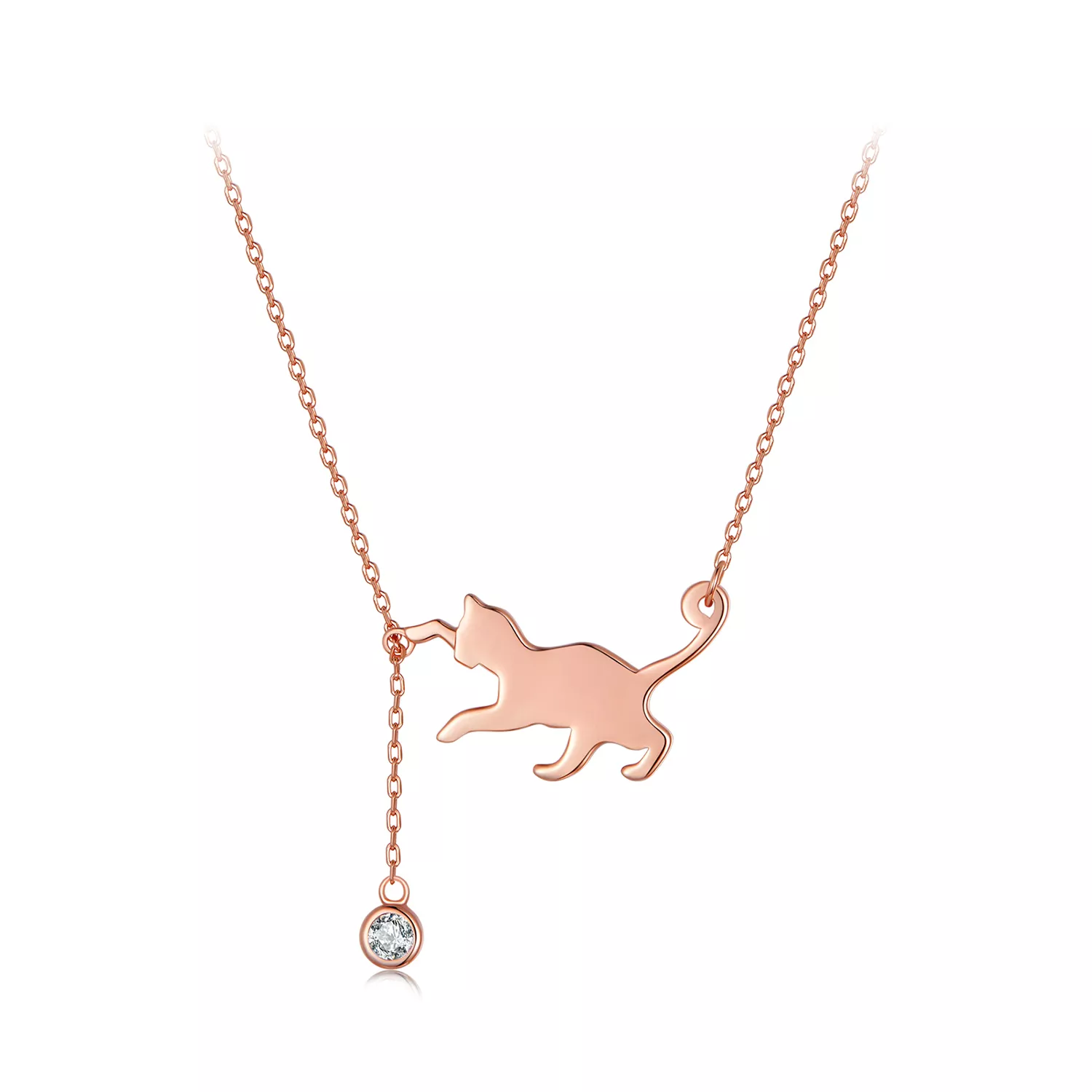 pandora tarzı rose gold yaramaz kedi kolye scn232 c