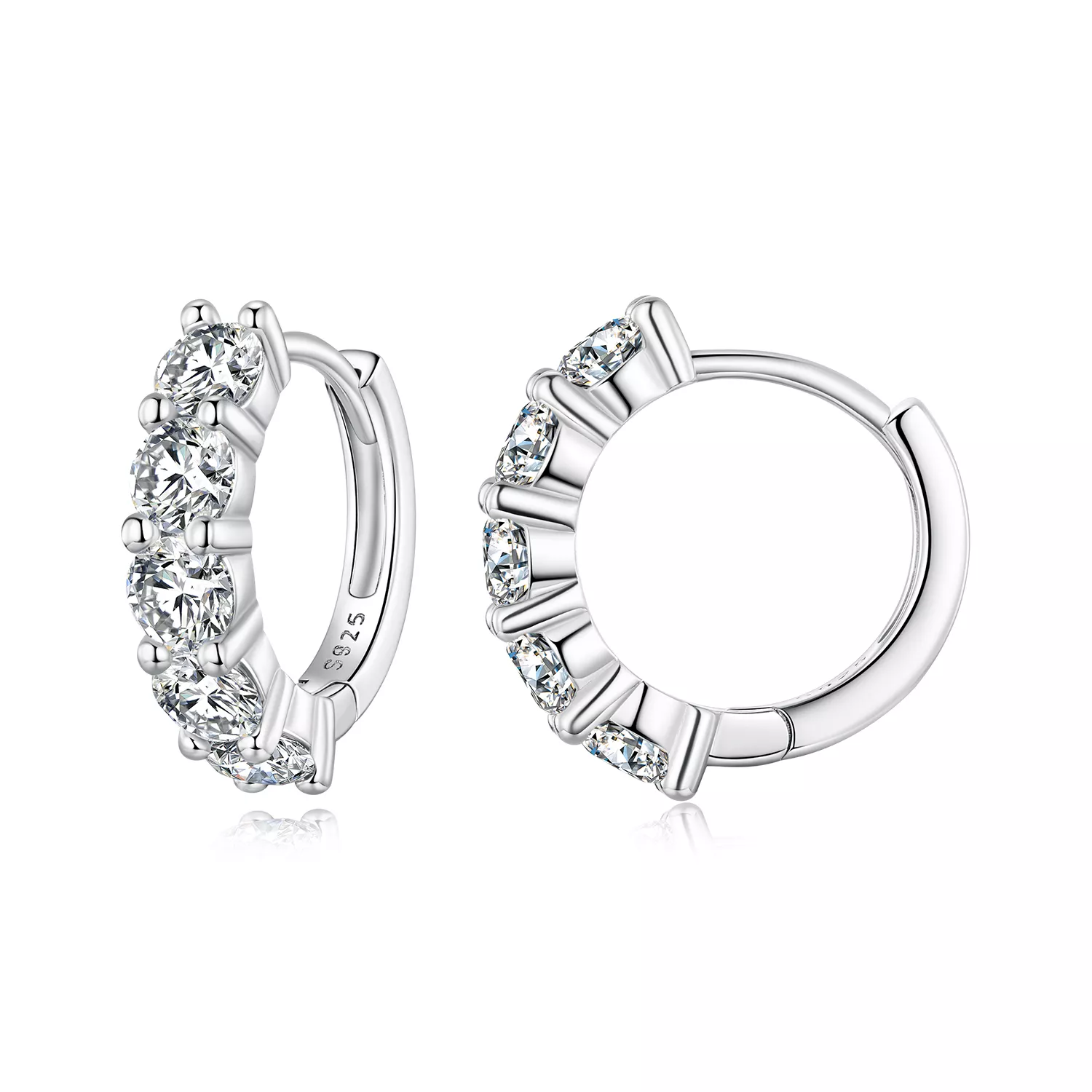 pandora tarzı yarı halka moissanite elmas küpe mse033