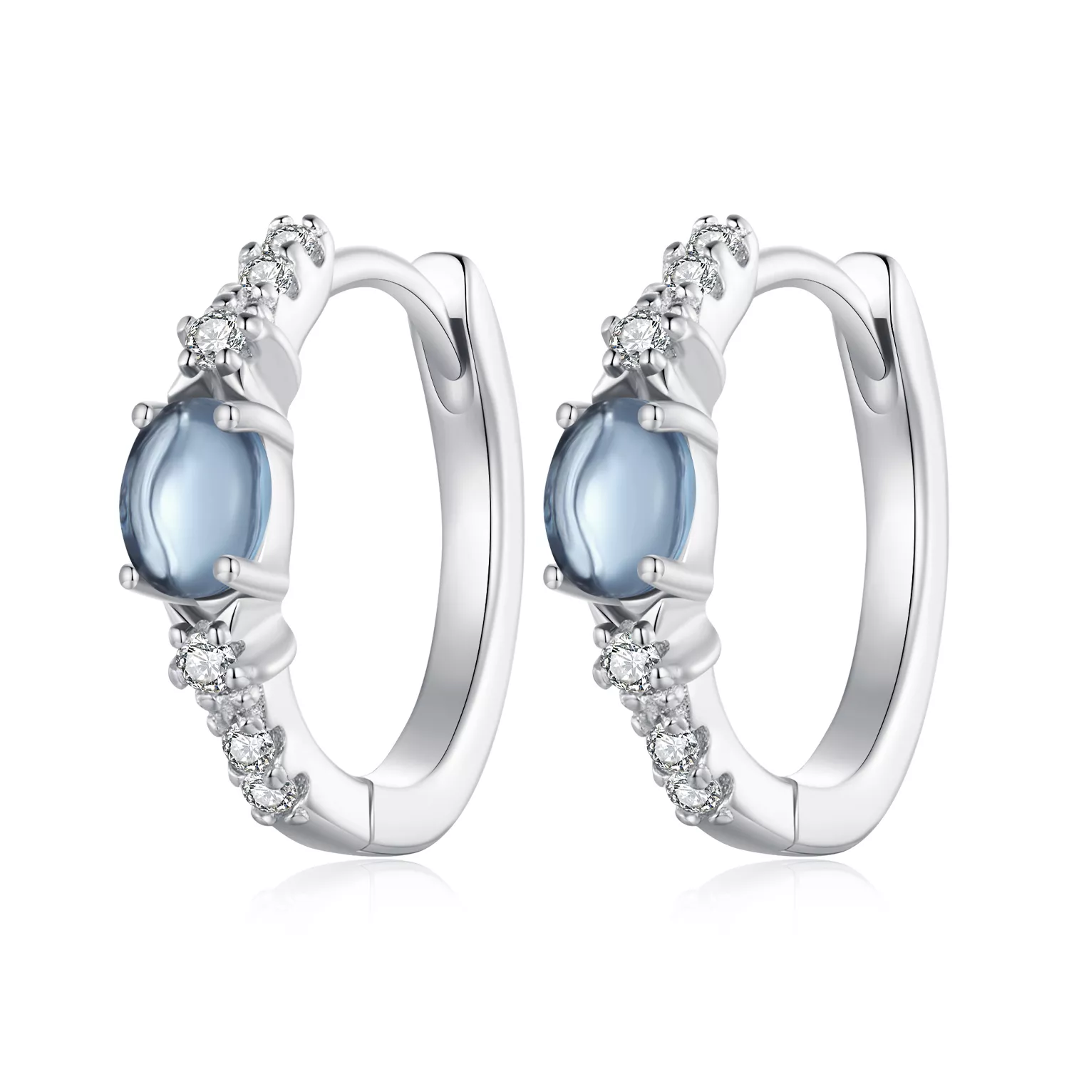 pandora tarzı yıldız mavi cam halka küpe bse859