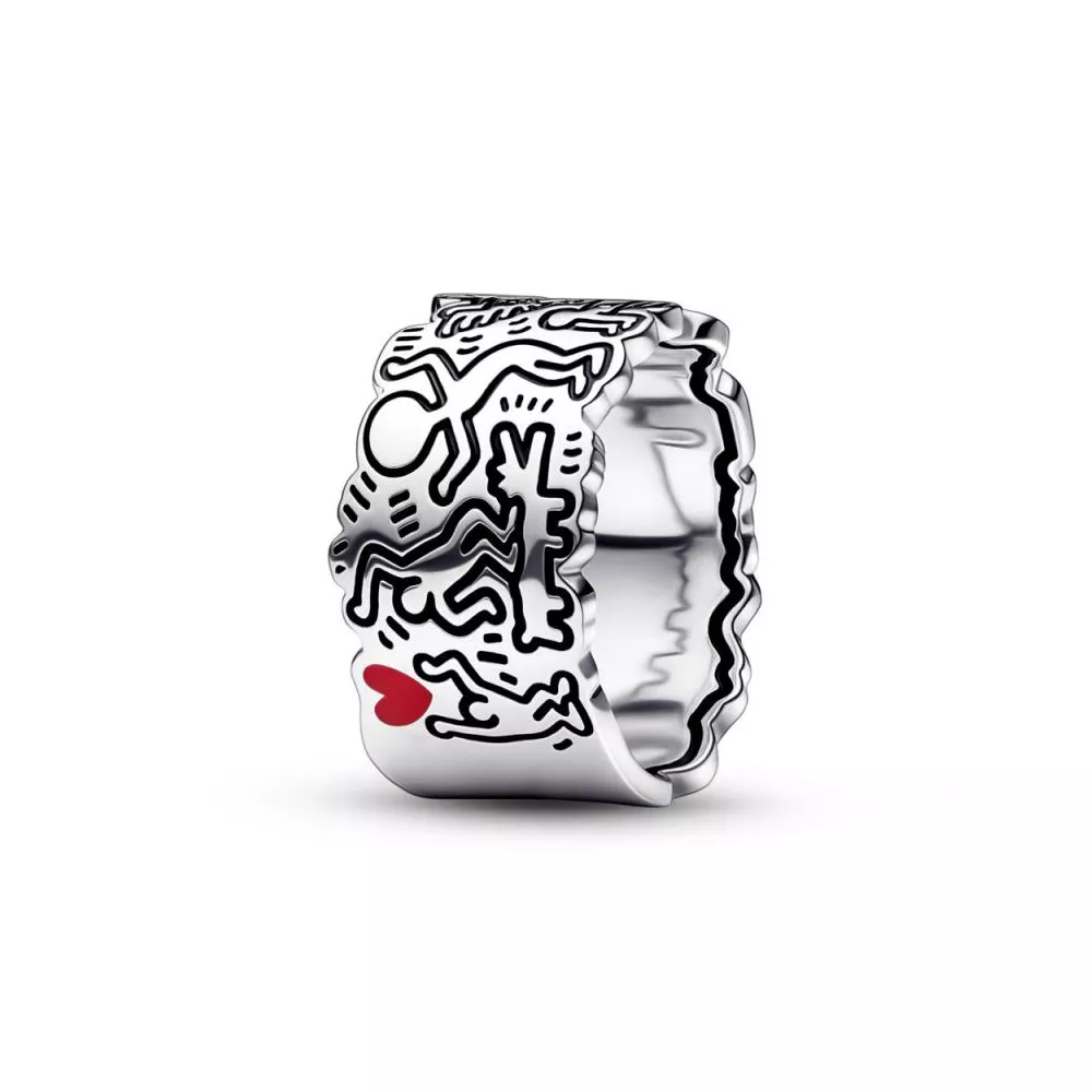 keith haring x pandora line art aşk ve i̇nsanlar geniş yüzük 192222c01