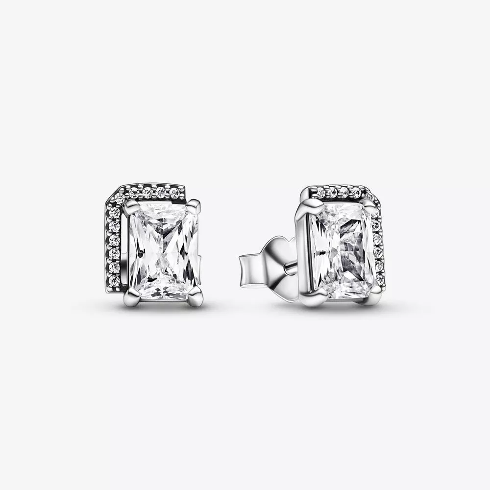 pandora dikdörtgen işıltılı halo küpe 292380c01