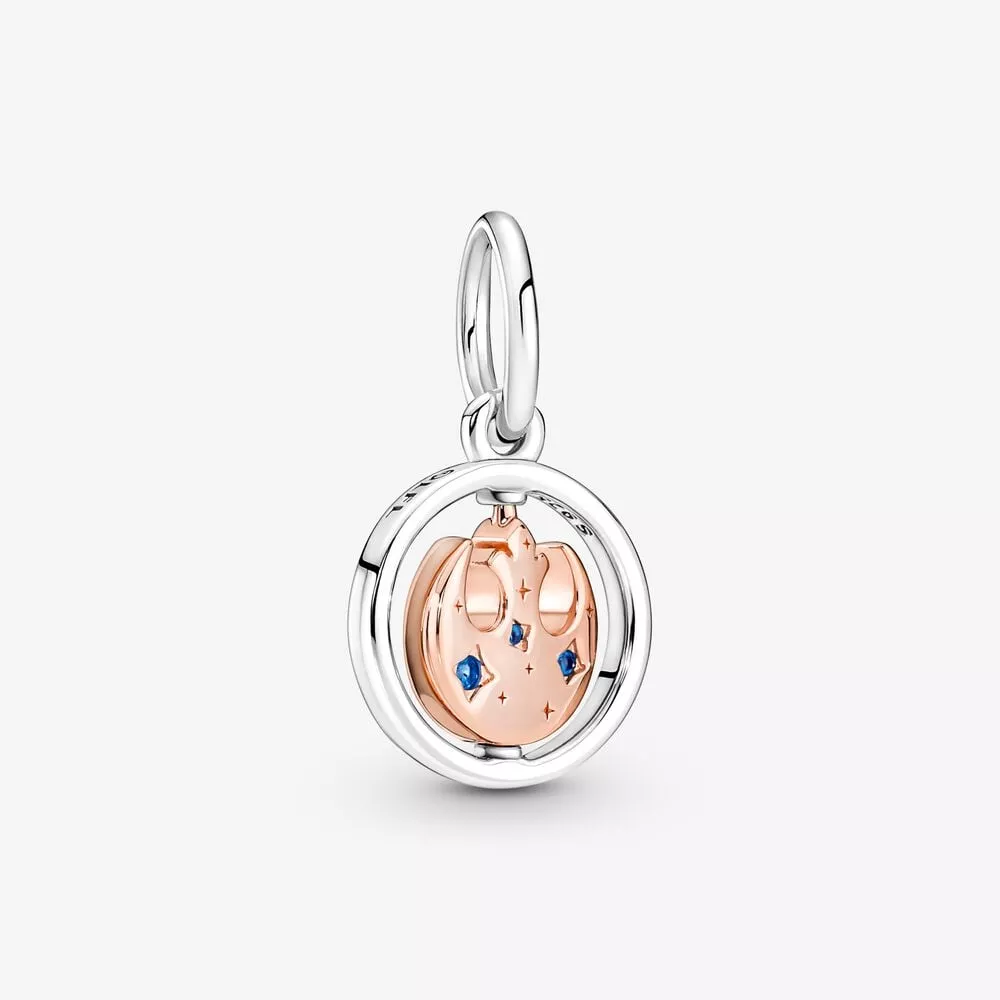 pandora emekli 14 ayar pembe altın kaplama star wars rebel alliance sembolü dönen kolye 380789c01