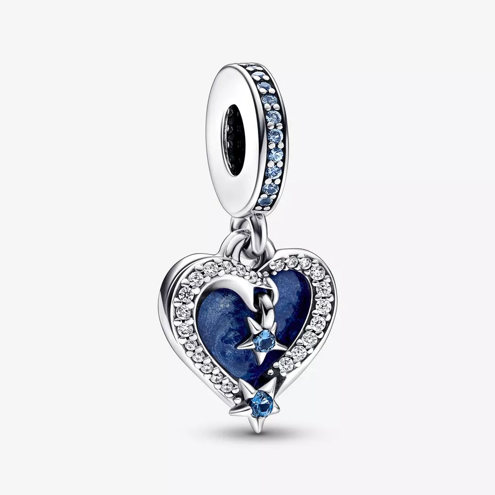 pandora göksel kayan yıldız kalpli çift sallantılı charm 792356c01