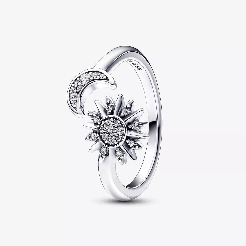 pandora güneş ve ay gümüş açık yüzük 192845c01