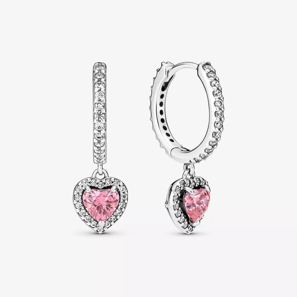 pandora işıltılı halo kalp halka küpe 291445c01