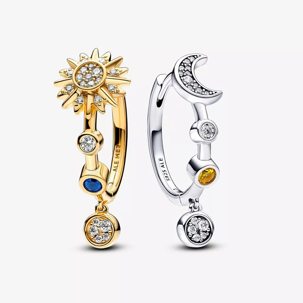 pandora i̇ki renkli işıltılı güneş sistemi halka küpe 262842c01