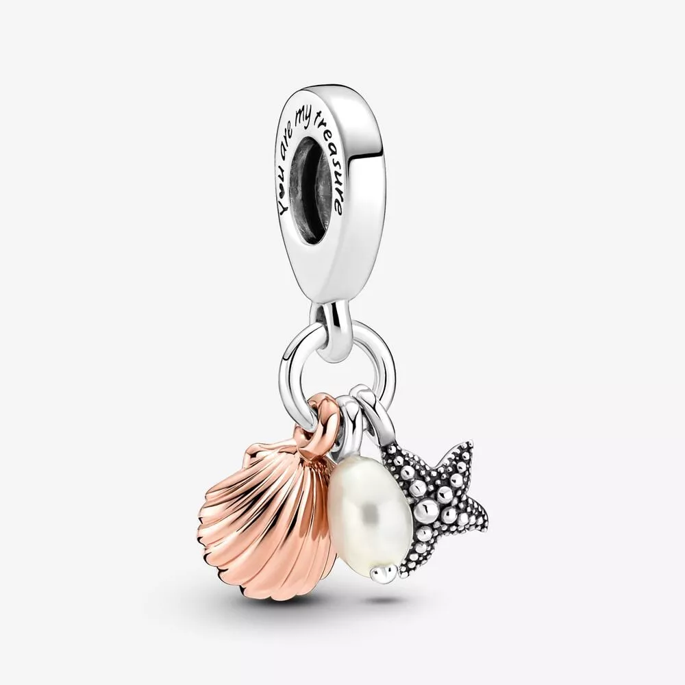 pandora i̇şlenmiş tatlı su kültürü i̇nci denizyıldızı ve kabuk üçlü sallantılı charm 781690c01