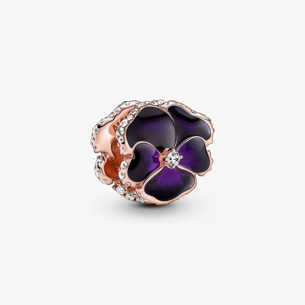pandora koyu mor menekşe çiçek charmı 780777c01