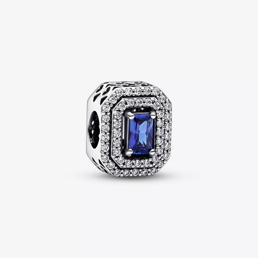 pandora mavi parlak düzeyli dikdörtgen charm 792385c01