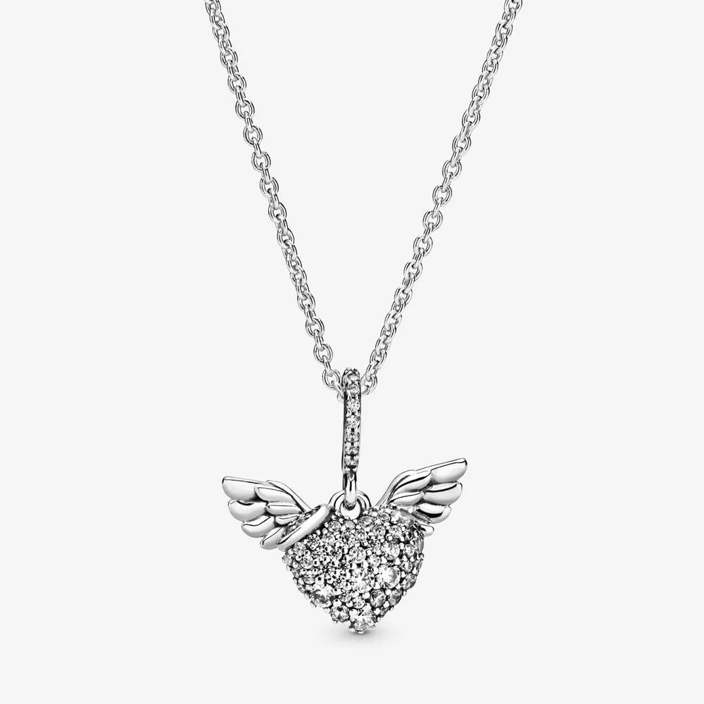 pandora pavé kalp ve melek kanatları kolye 398505c01