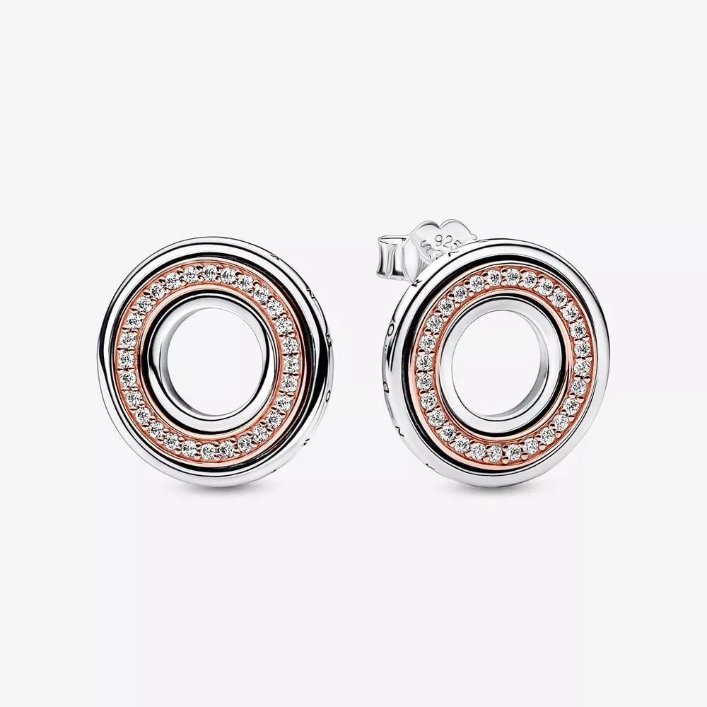 pandora signature i̇ki renkli logo ve pavé küpe 282780c01