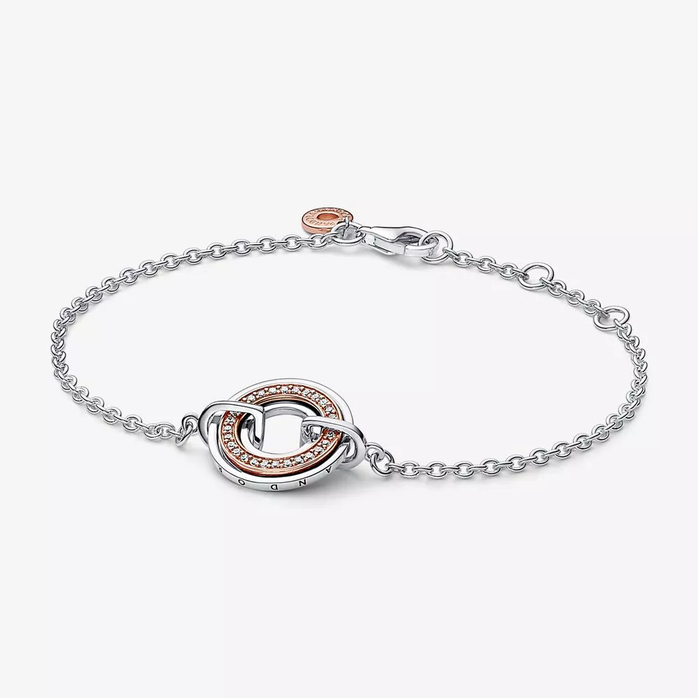 pandora signature i̇ki renkli logo ve pavé zincir bileklik 582741c01