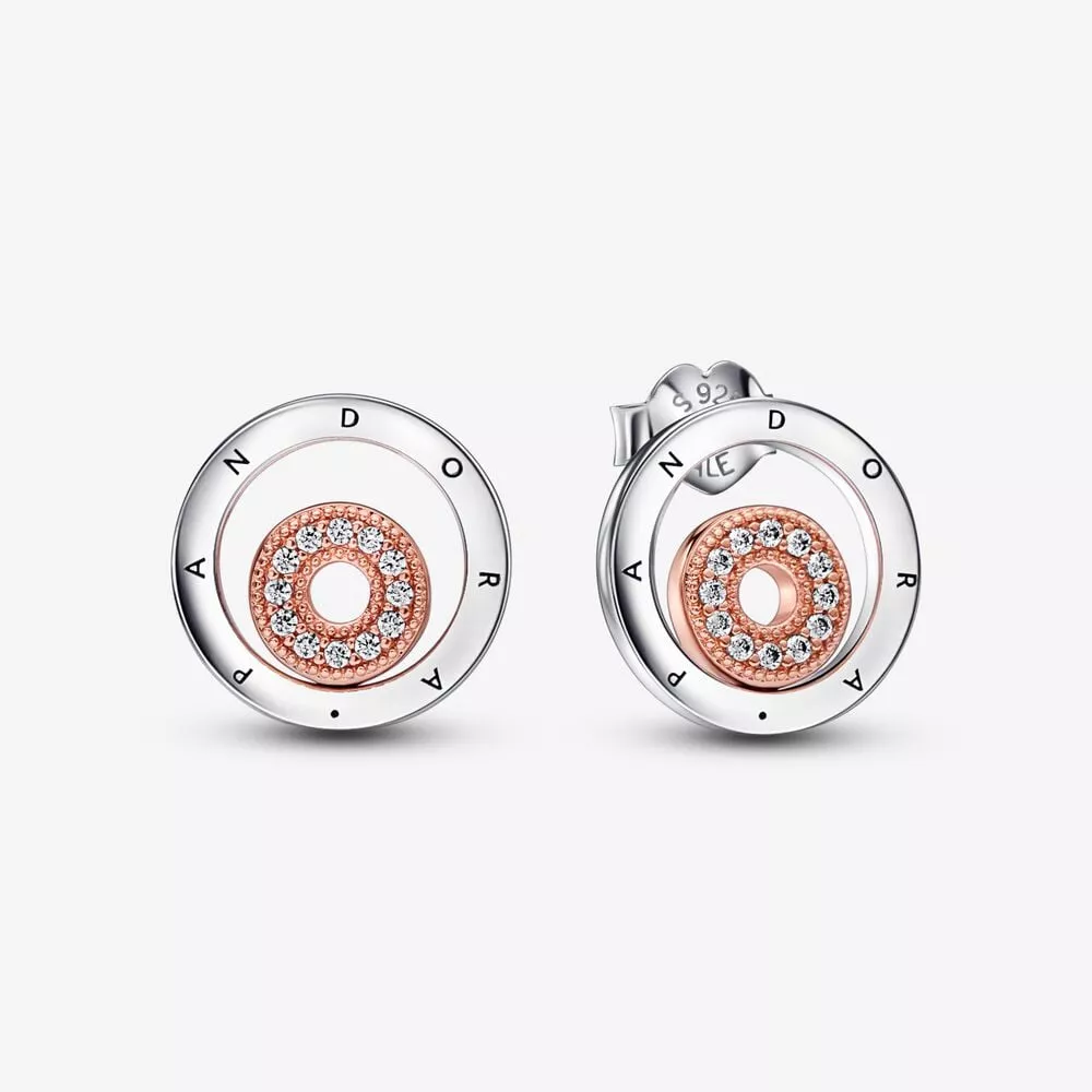 pandora signature i̇ki renkli logolu halka küpe 282314c01