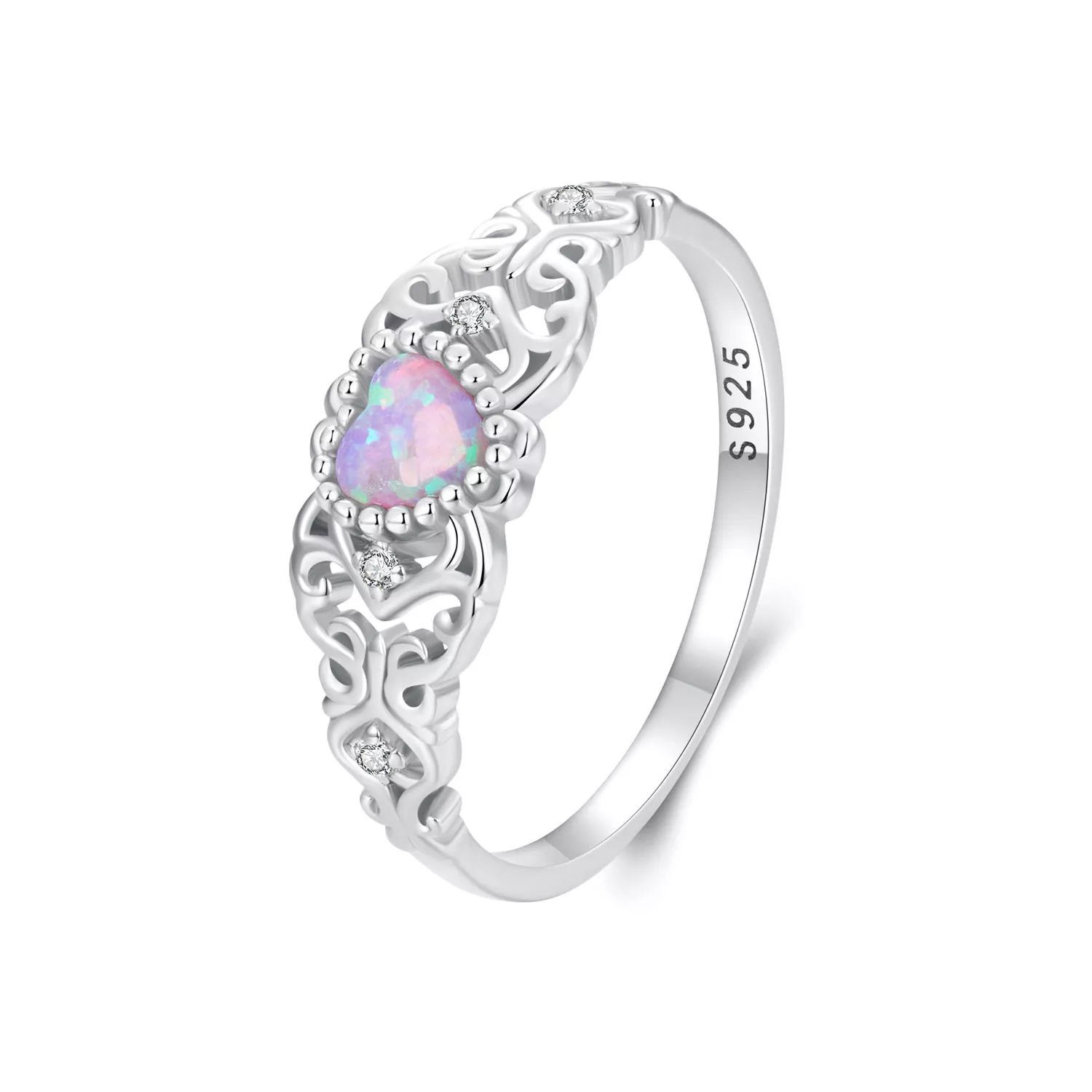 pandora stil pembe opal yüzük bsr512