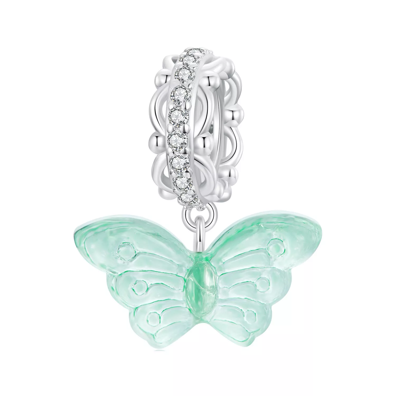 pandora stil yeşil kelebek charm scc2712