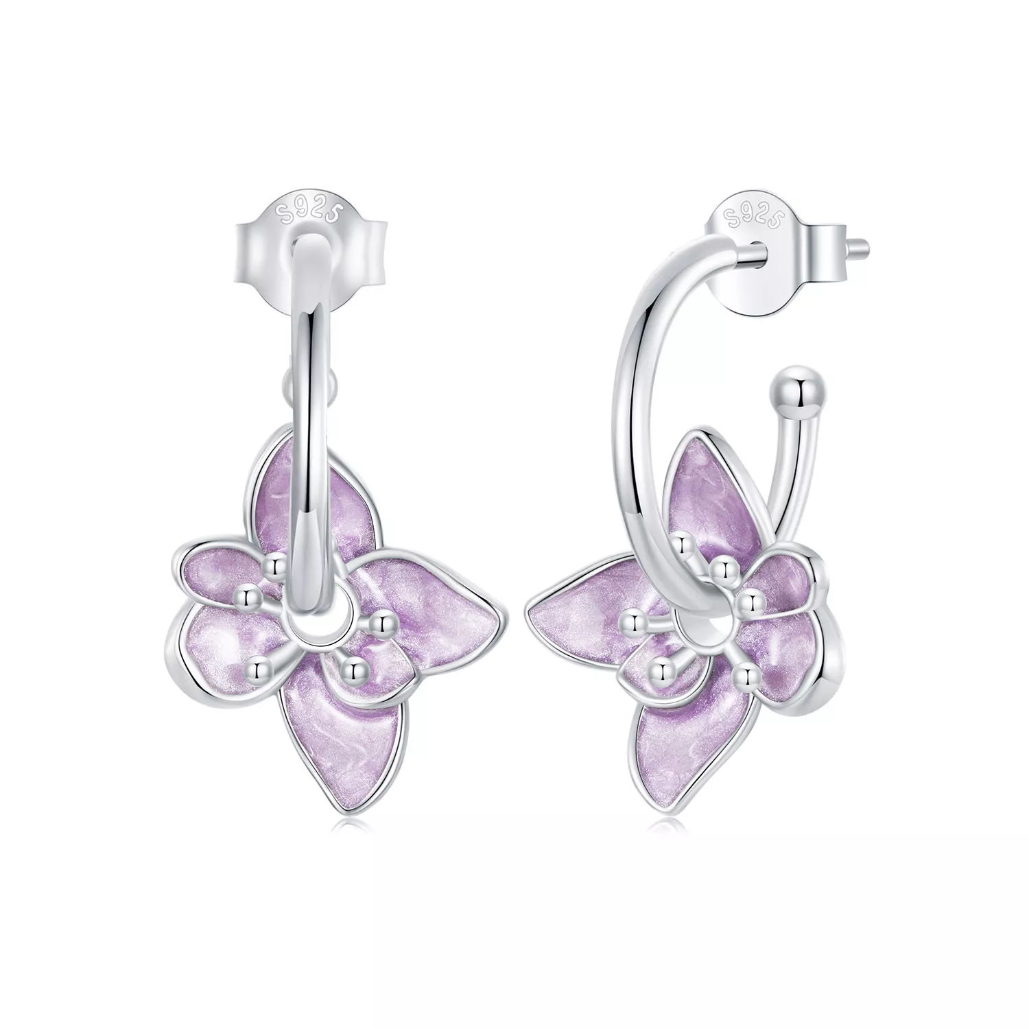 pandora stil mor çiçek küpe bse976