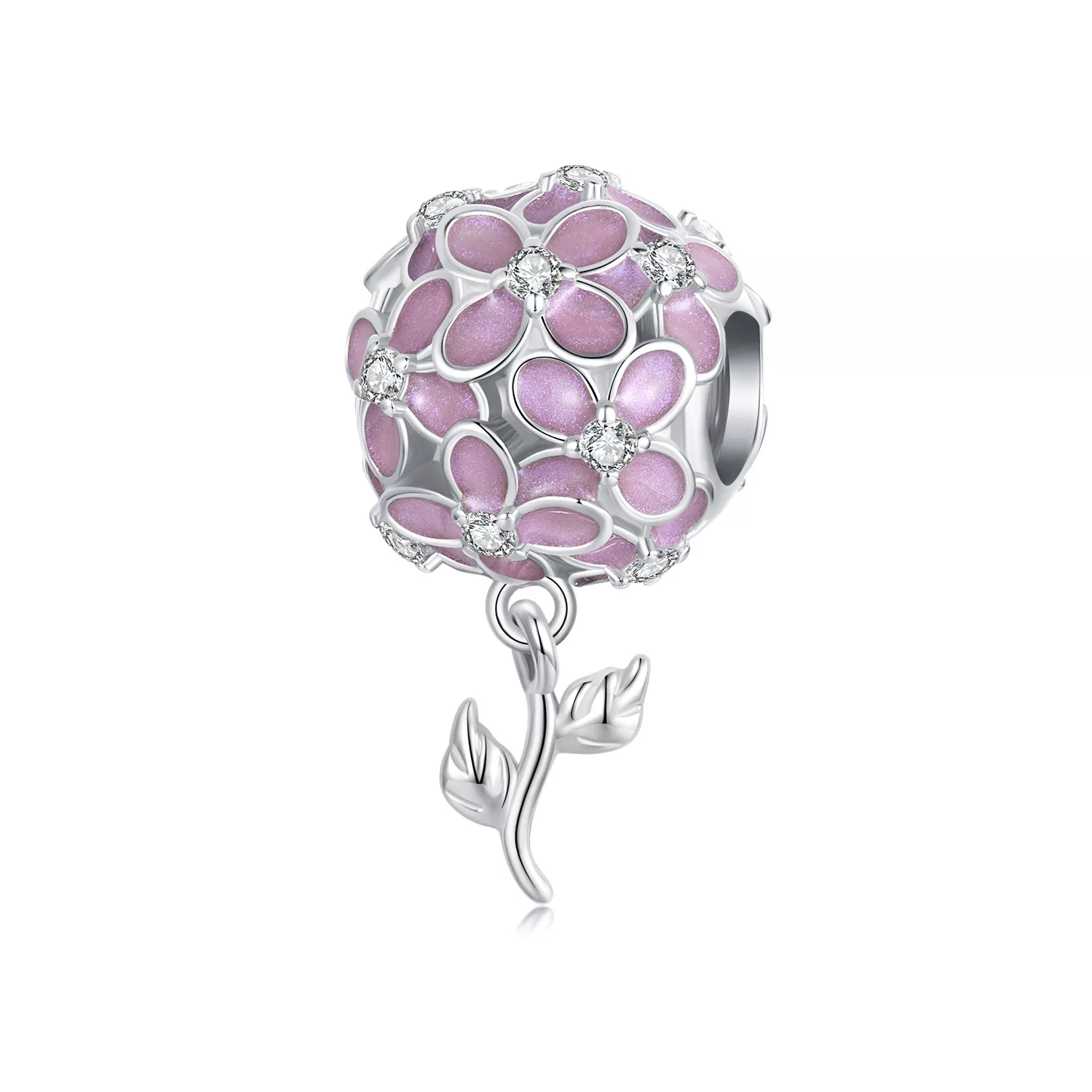 pandora stil pembe çiçek top boncukları scc2738