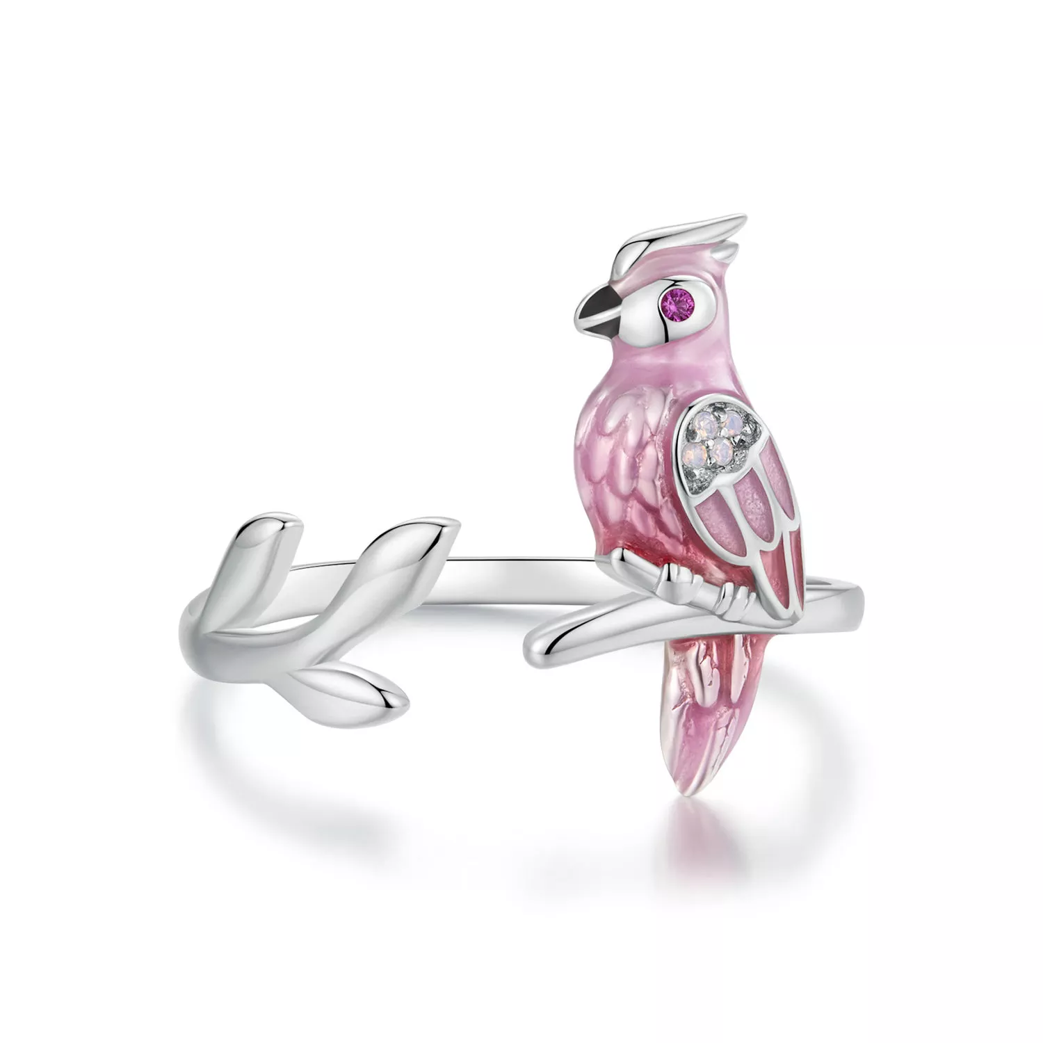 pandora stil pembe papağan açık halka bsr551e