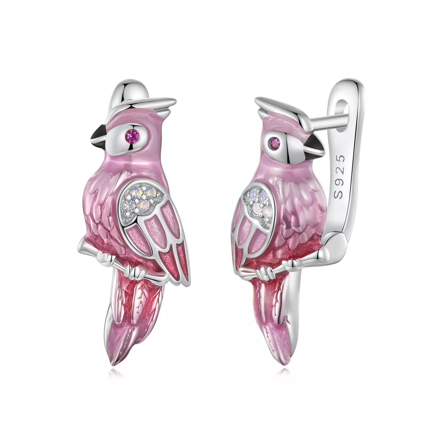 pandora stil pembe papağan küpe bse1005