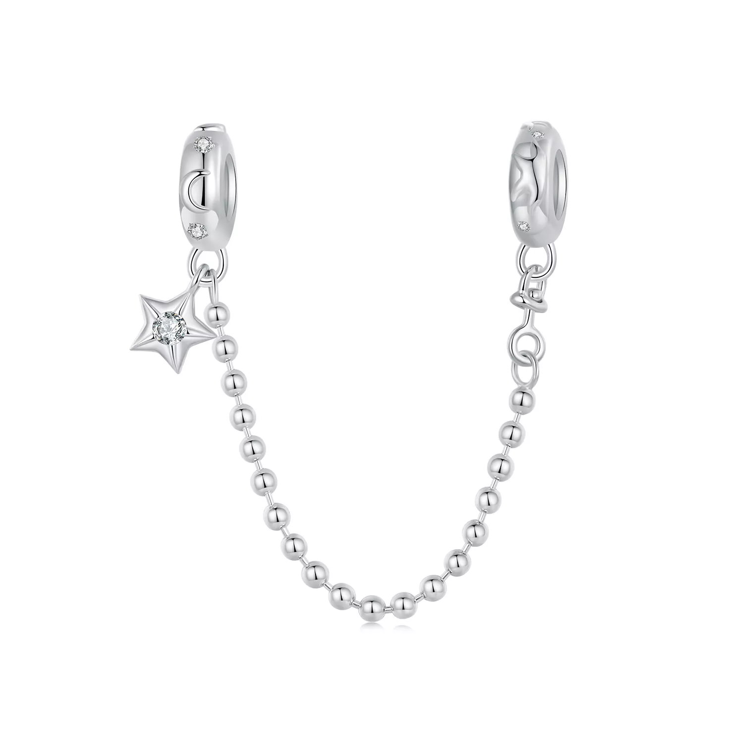 pandora stil yıldız ve ay boncuklu emniyet zinciri scc2840