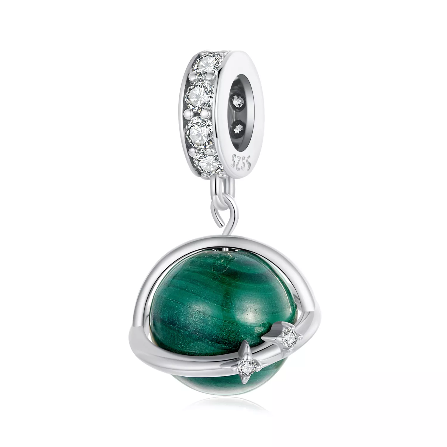 pandora style doğal malakit charm scc2804