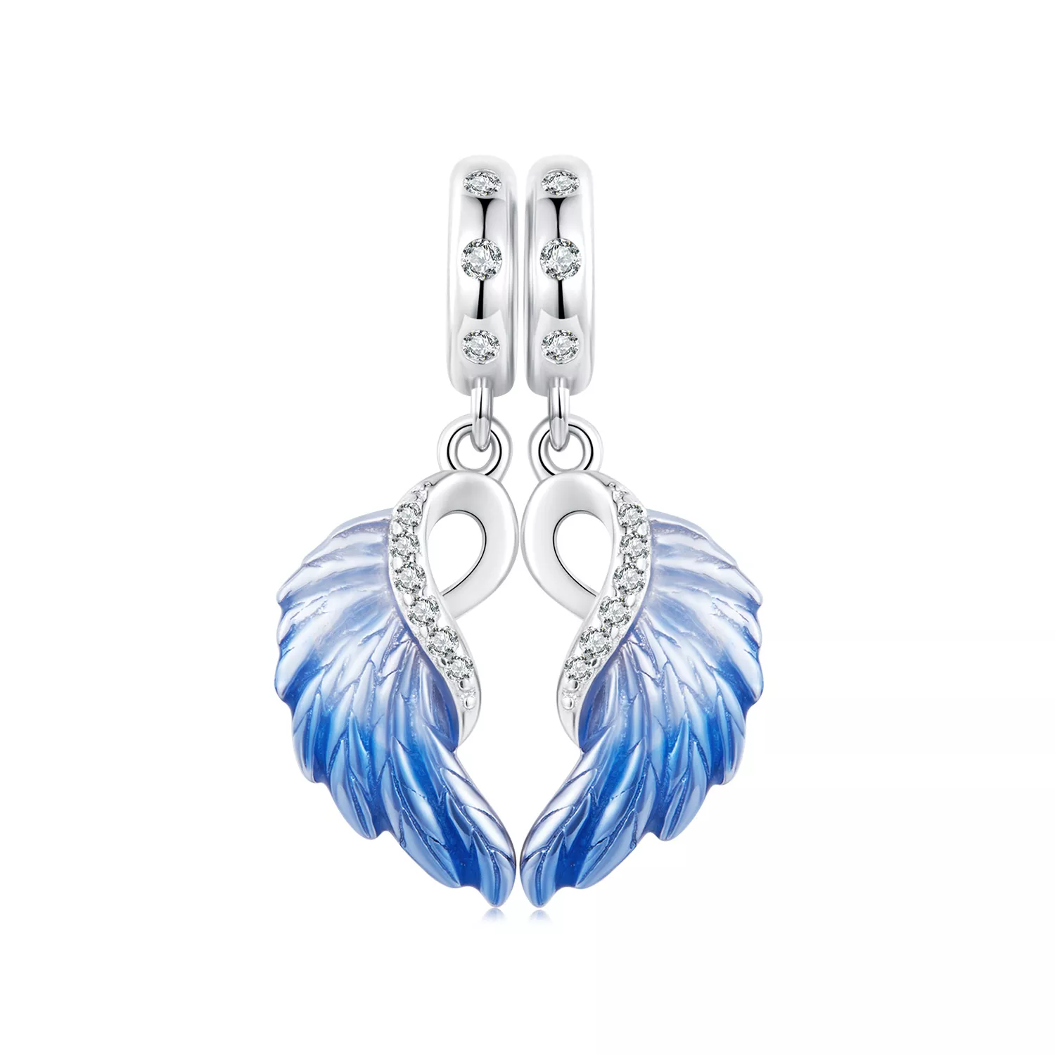 pandora style mavi kanatlı i̇kili kolye ucu scc2781