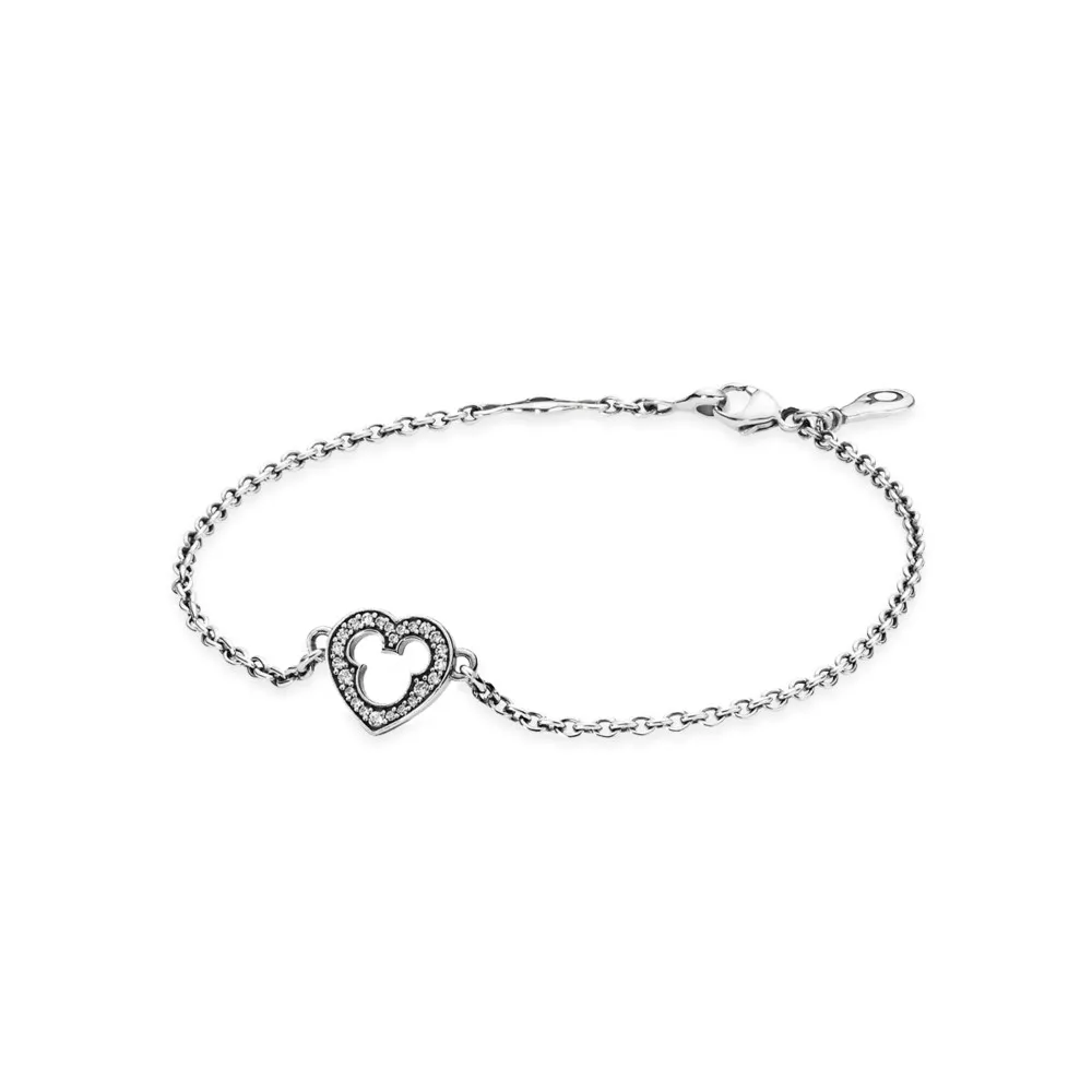 disney pandora gümüş bileklik kalp miki siluet 590512cz