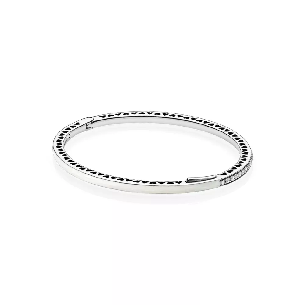 pandora beyaz işıltılı pandora kalpli bilezik 590537en23