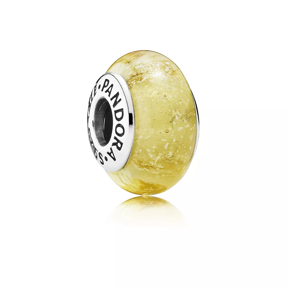 disney pandora charm belle silver charm with yellow fluorescent murano glass 791643