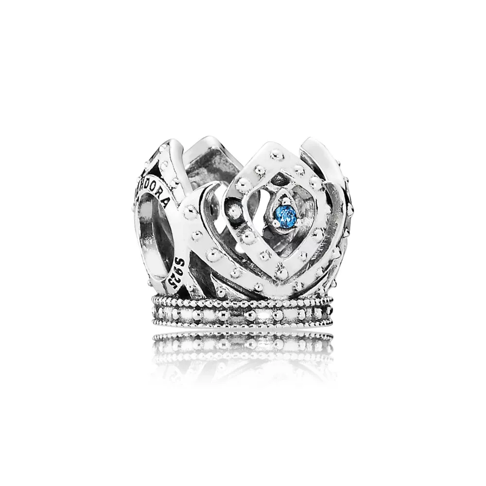 disney pandora charm elsa crown openwork silver charm with blue cubic zirconia 791588czb