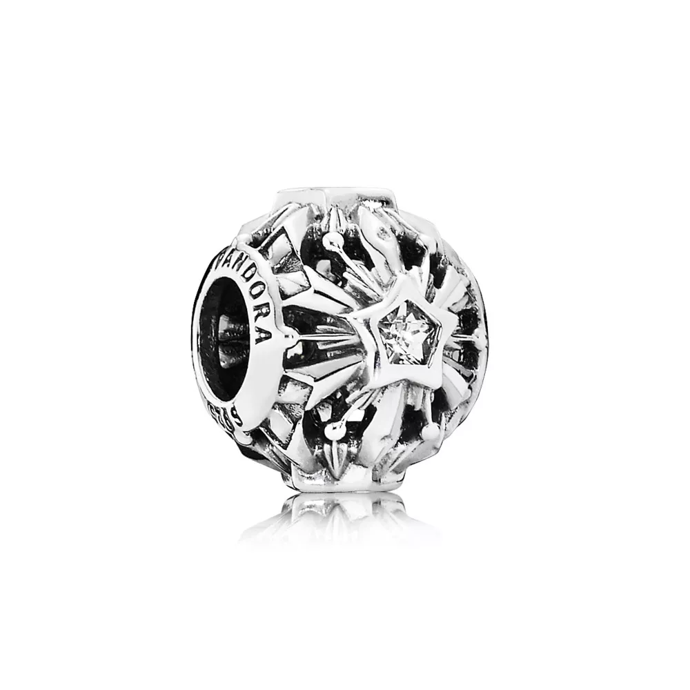 disney pandora charm frozen snowflake openwork silver charm with cubic zirconia 791563cz