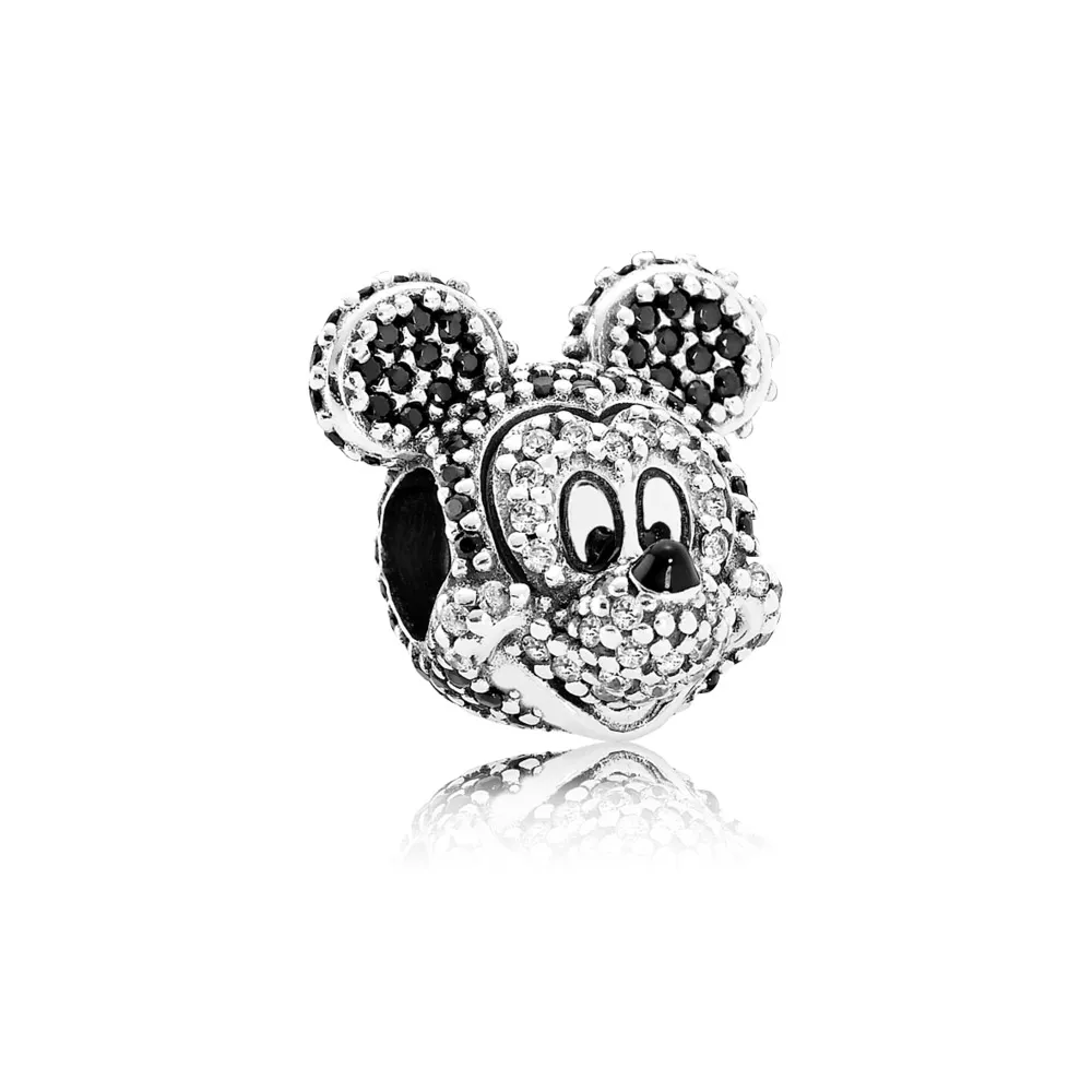disney pandora charm miki silver charm with black crystal clear cubic zirconia and black enamel 791795nck