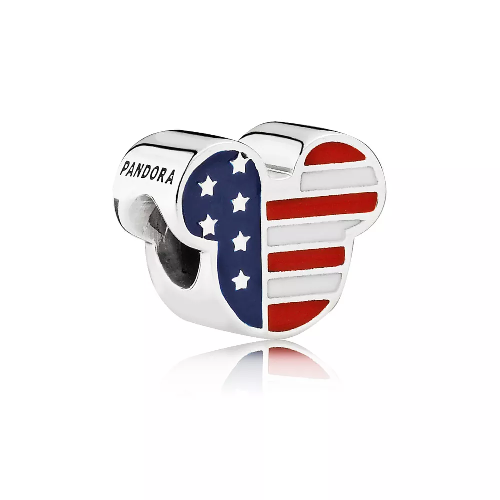 disney pandora charm miki usa silver charm with red white and blue enamel 791585enmx