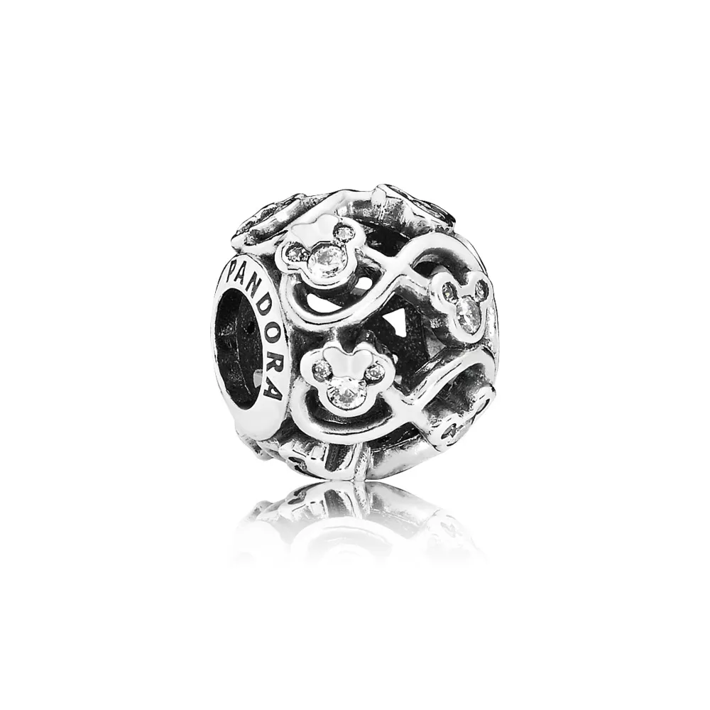 disney pandora charm openwork minnie miki infinity silver charm with cubic zirconia 791462cz